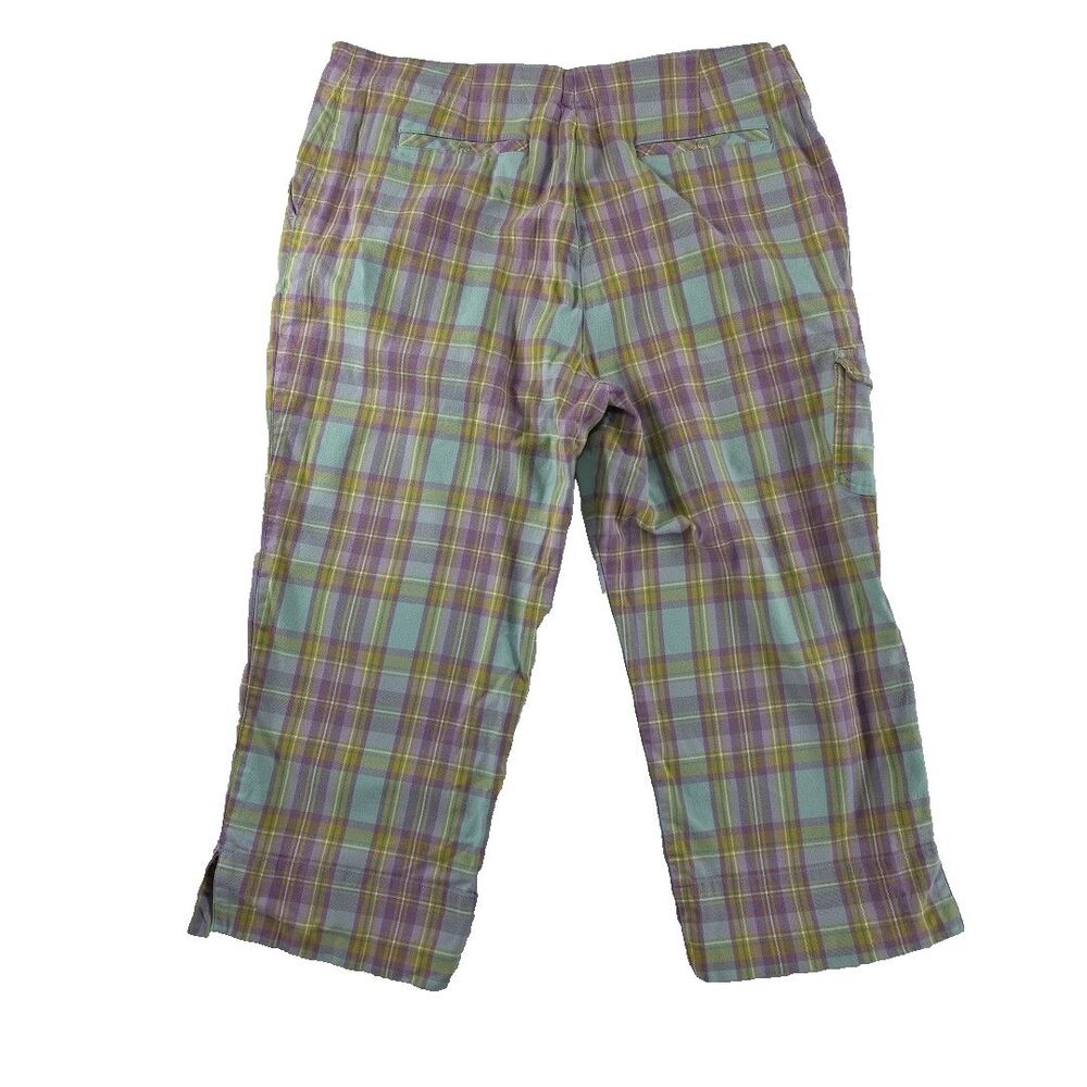 Liz Golf Audra Capris Pants Women's Size 14 Lavender Plaid Snap Pocket Stretch - Picture 3 of 8